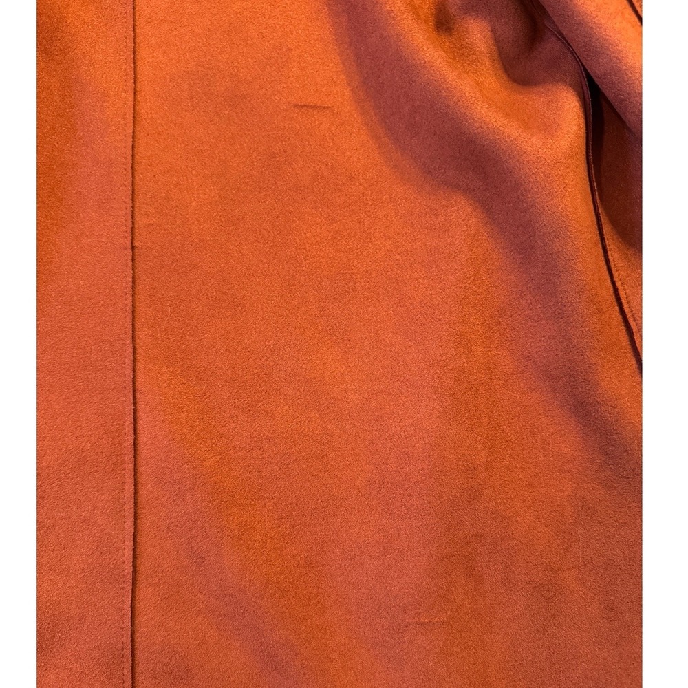 T Tahari Women S Faux Leather Rust Orange Collarless Jacket Coat‎ - Picture 7 of 8